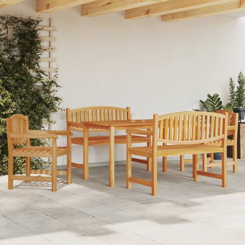  5-dijelni vrtni blagovaonski set od masivne tikovine Smeđa Dužina stola 140 cm Cene
