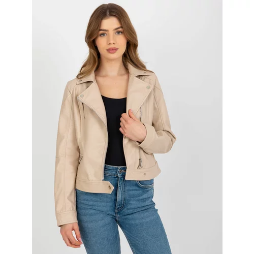 Fashion Hunters Ramones beige jacket made of eco-leather Funny