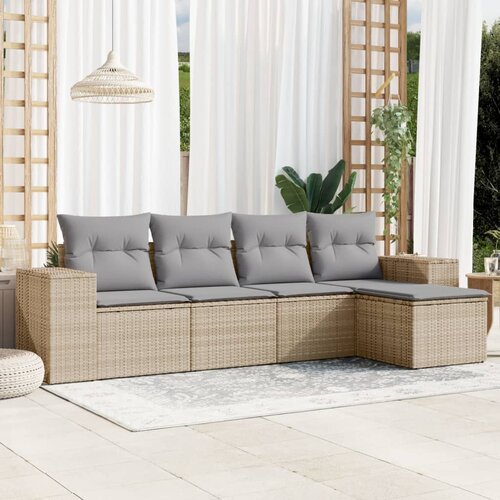  5-dijelni vrtni set sofa s jastucima bež od poliratana Cijene