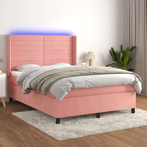  Box spring s madracem LED ružičasti 140x200cm bar&amp;scaron;unasti Slike