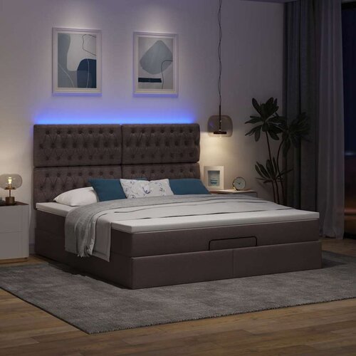 VidaXL Otomanski posteljni okvir z vzmetnico temno rjava 180x200 cm Slike