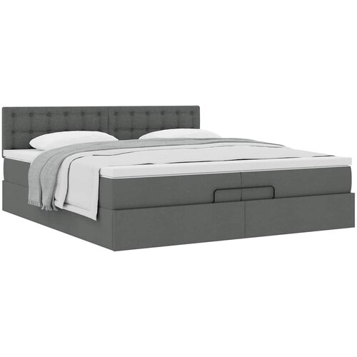 VidaXL Otomanski posteljni okvir z vzmetnico temno siv 200x200 cm Slike
