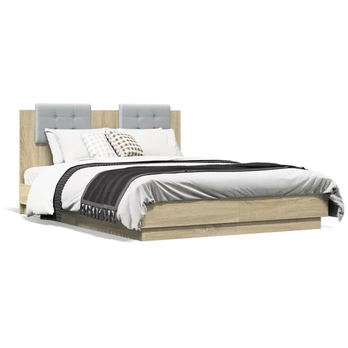  Okvir za krevet s uzglavljem boja hrasta 135x190 cm drveni