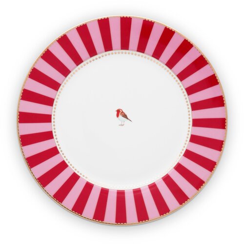Pip Studio Love Birds - krožnik Stripes Red/Pink - 26,5 cm Slike
