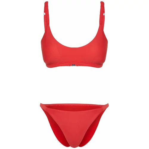 Trendyol Red Bralette Gathered Bikini Set
