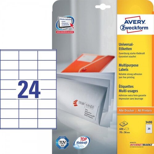 Avery Zweckform Univerzalne etikete 70 x 36 mm,25/1 Slike