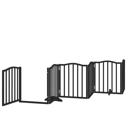  Vrata za pse s vrata&amp;scaron;cima 12 panela sklopiva 600 cm drvo topole Crna 50 x 60 x 2 cm Slike
