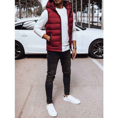DStreet Men&amp;#039;s quilted vest with hood red Slike