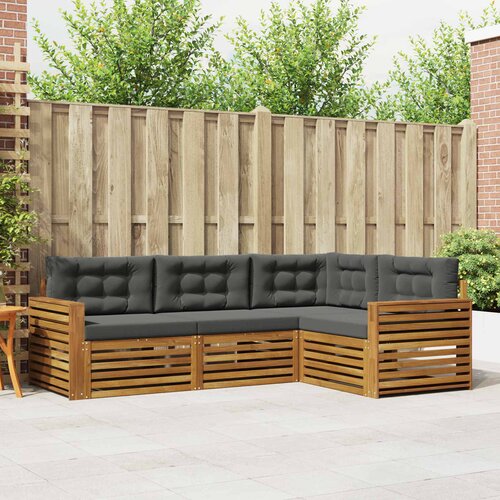  Set vanjskih sofa 4 kom. Prirodna i antracit Smeđa 251,5 x 172,5 x 73 cm Slike
