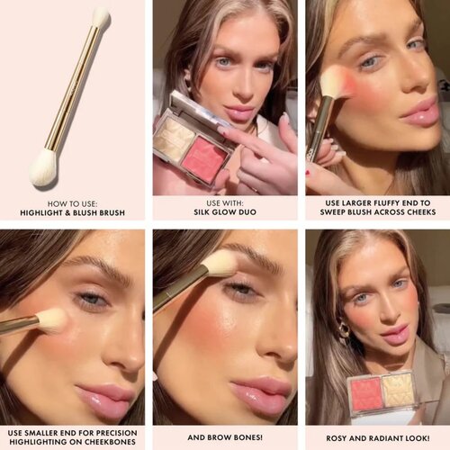 ICONIC London Highlight &amp;amp; Blush Brush obojestranski čopič za rdečilo in obrobljanje 1 kos Slike