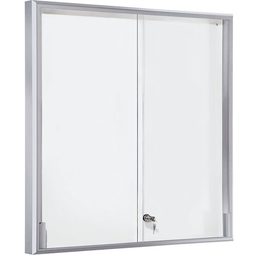 eurokraft pro Vitrina, aluminijast okvir, drsna vrata, 12 x DIN A4, ŠxVxG 910 x 970 x 50 mm, oglat okvir Cene