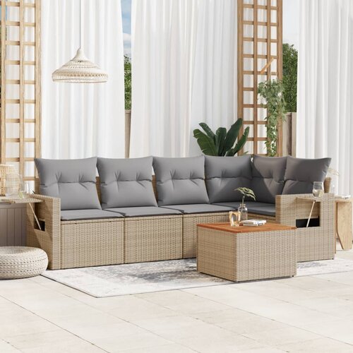 vidaXL 6-dijelni set vrtnih sofa s jastucima bež od poliratana Cijene
