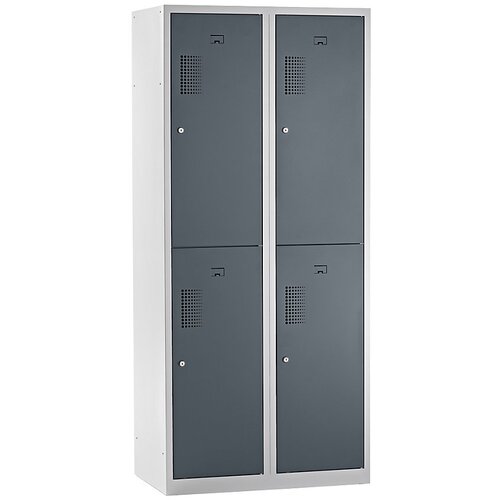 eurokraft basic Garderobna omara AMSTERDAM, predelki s polovično višino, širina 800 mm, 4 predelki, svetlo sive / bazaltno sive barve Cene