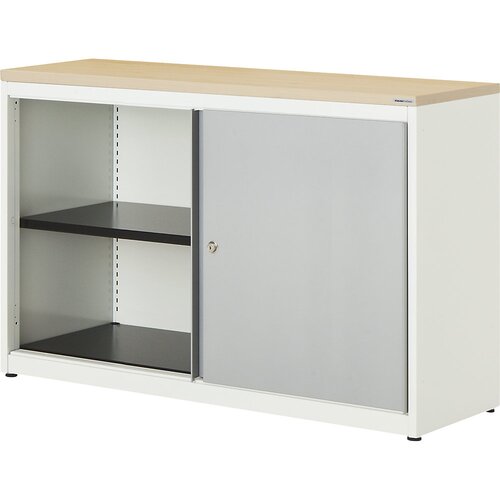 mauser Omara z drsnimi vrati, VxŠxG 830 x 1200 x 432 mm, plošča iz umetne mase, 1 polica, čista bela / aluminijasto siva / javor Cene