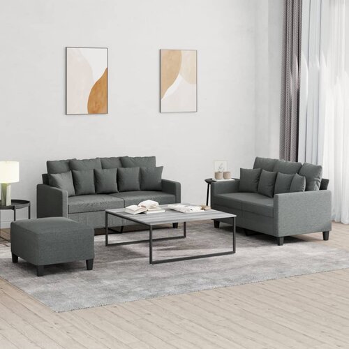  3-dijelni set sofa s jastucima tamnosivi od tkanine Cijene