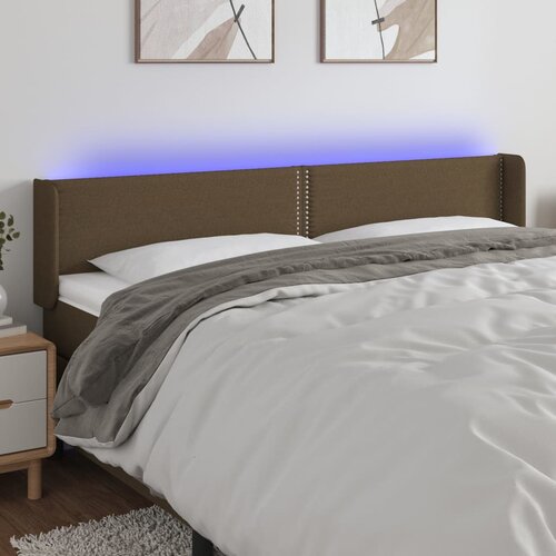 vidaXL LED uzglavlje tamnosmeđe 203x16x78/88 cm od tkanine Cijene