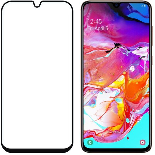  Kaljeno steklo, za&amp;scaron;čita zaslona s polnim lepilom in ohi&amp;scaron;jem v okvirju za Samsung Galaxy A70, črna Slike