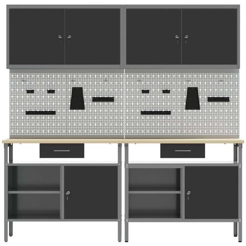  Set radne klupe od 8 u crnom čeliku Slike