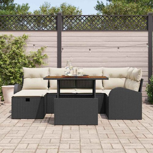  Sjedeća garnitura za vrt 7 kom. Crna poliratan 234 x 124 x 85 cm Slike