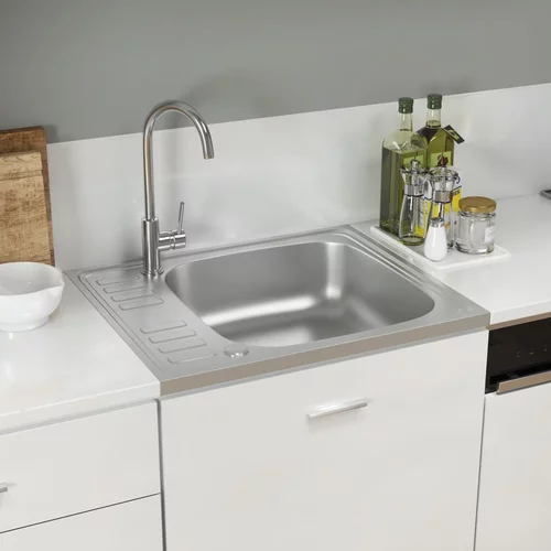 Kuhinjski sudoper s cjedilom srebrni 500 x 600 x 155 mm čelični