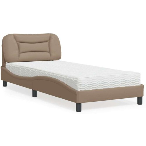  Krevet s madracem boja cappuccina 90 x 200 cm od umjetne kože Slike