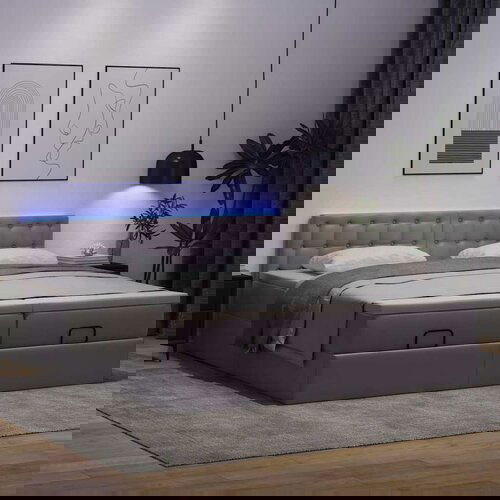 VidaXL Otomanski okvir kreveta s madracima sivi 180x200cm umjetna koža Slike