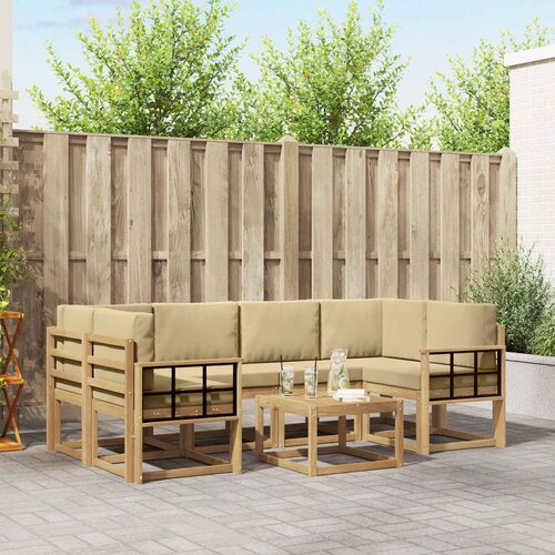  Set vanjskih sofa 7 kom. Bijela i bež Cijene