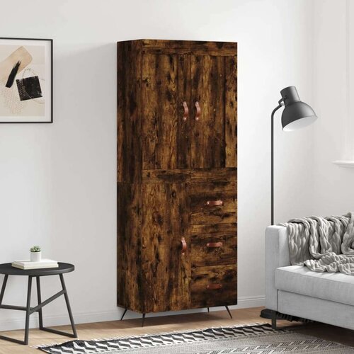  Visoka komoda dimljeni hrast 69 5x34x180 cm konstruiranog drva Cene