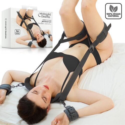Midnight Desires BDSM KOMPLET ZA VEZANJE Zapestje In Stegna Slike