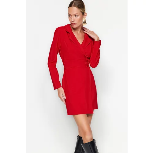 Trendyol Red Button Detailed Mini Woven Jacket Dress