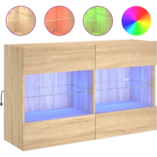  Zidni TV ormarić s LED svjetlima boja hrasta 98,5x30x60,5 cm Slike