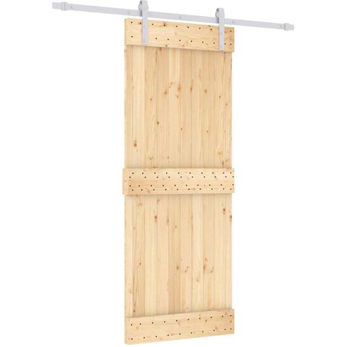  Klizna vrata Prirodna i bijela 80 x 210 cm Čvrsta borovina Slike