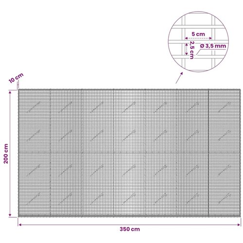  Gabion s žicom debljine 3 5 mm i mrežom 5x2 5 cm 350x10x200 cm - 10 cm 200 cm 350 cm Slike
