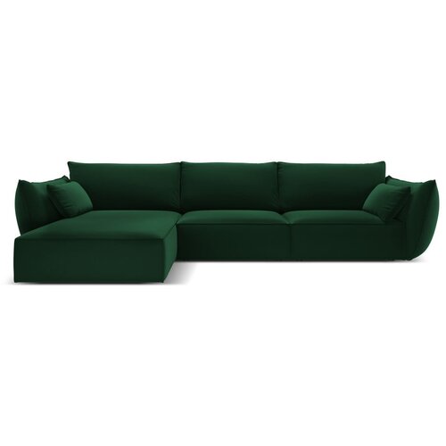 Mazzini Sofas Temno zelena žametna kotna sedežnagarnitura z ležalnikom (levi kot) Vanda – Cene