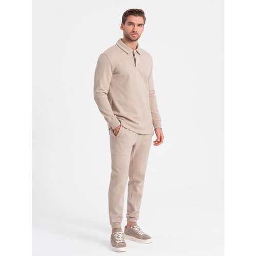 Ombre Men&amp;#039;s tracksuit set sweatshirt with polo collar + pants Slike