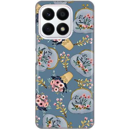 Silikonska maska za Honor X8a Retro Blue Print tamno siva Slike