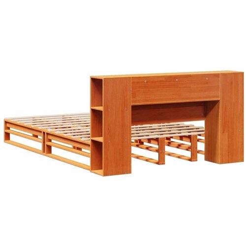 VidaXL Krevet s regalom za knjige bez madraca 140x200 cm masivno drvo Slike