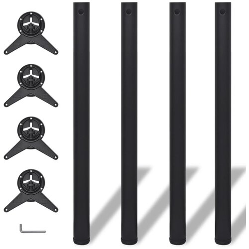 VidaXL 4 x Noge za Mizo Nastavljiva Vi&amp;scaron;ina Črne Barve 870 mm Slike