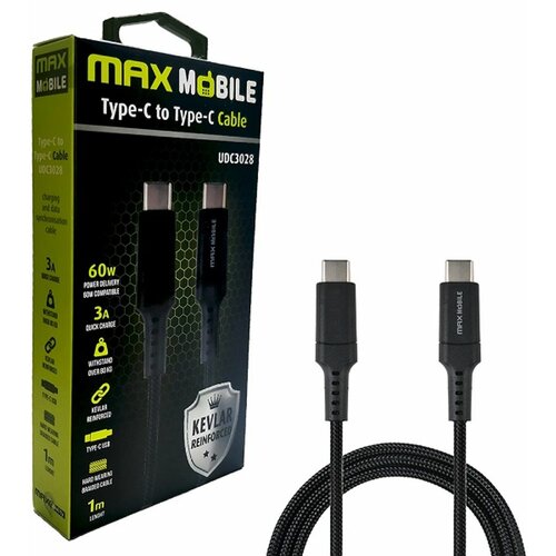 Max Mobile kabl za brzo punjenje Tip C Kevral QC 3 A - 1 m Slike