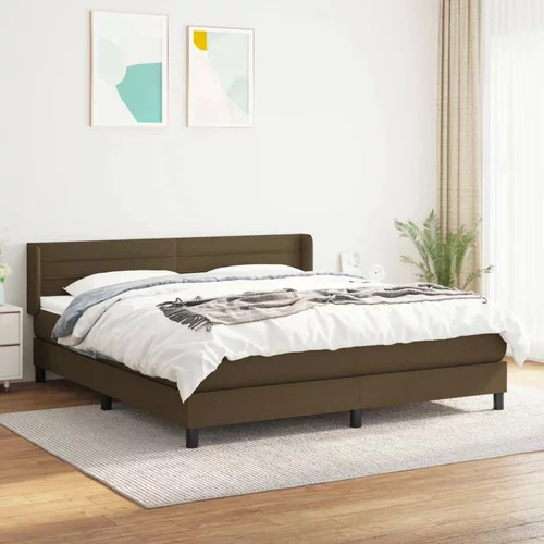  Box spring postelja z vzmetnico temno rjava 160x200 cm blago, (20900246)