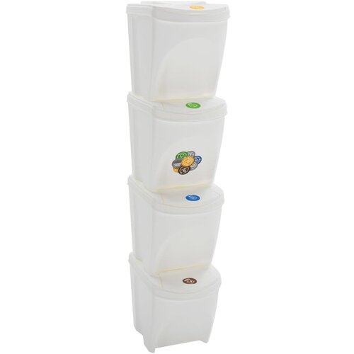 vidaXL Koši za smeti 4 kosi bele barve 100 L PP Cene