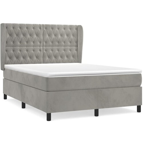 VidaXL Box spring postelja z vzmetnico svetlo siv 140x190 cm žamet, (20790983) Slike
