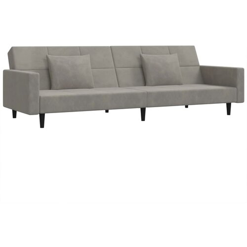 Maison Chic kavč - Sofa - Kanape dvosed z ležiščem in dvema blazinama svetlo siv žamet, (21727671) Cene