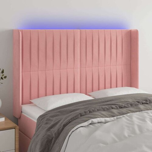  LED posteljno vzglavje roza 147x16x118/128 cm žamet, (20953161) Slike
