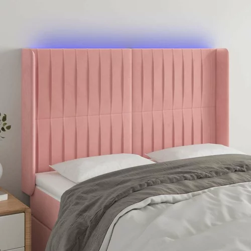  LED posteljno vzglavje roza 147x16x118/128 cm žamet, (20953161)