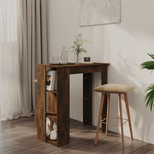 vidaXL Barska miza s polico dimljeni hrast 102x50x103,5 cm iverna pl. Cene