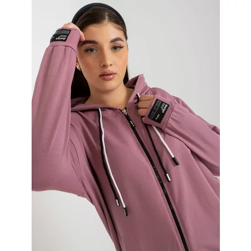 Fashion Hunters Dusty pink plus size zip up hoodie with a print on the back