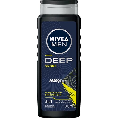 Nivea MEN Deep Sport energetski gel za tu&amp;scaron;iranje za mu&amp;scaron;karce 500 ml Slike