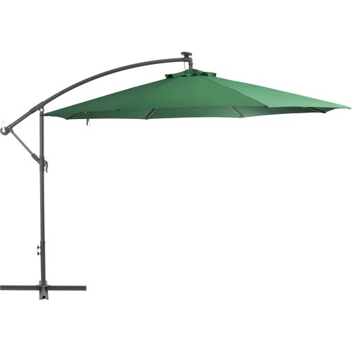 vidaXL Previsni senčnik z LED lučmi in kovinskim drogom 350 cm zelen Cene