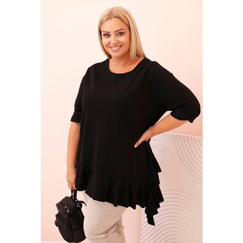 Kesi Włoski Women&amp;#039;s Plus Size blouse with cotton, featuring a pocket and rolled sleeves kiwi Slike